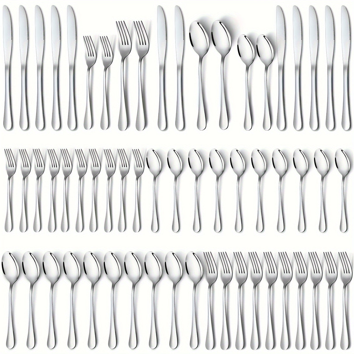 60pcs, Stainless Steel Flatware Set, Black & Golden Silverware, Mirror Polished Cutlery Set, Includes Knives, Forks, Spoons, For Weddings, Birthdays, Independence Day, Dishwasher Safe