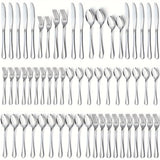60pcs, Stainless Steel Flatware Set, Black & Golden Silverware, Mirror Polished Cutlery Set, Includes Knives, Forks, Spoons, For Weddings, Birthdays, Independence Day, Dishwasher Safe