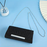 Glamorous Ruched Metal Decor Clutch Handbag - Sparkling Prom Purse with Adjustable Chain - Perfect Evening Bag for Weddings and Parties