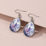 Elegant Sunflower & Hummingbird Water Drop Earrings - Stainless Steel Posts, Glass Material, Perfect for Casual Attire, Pair, Elegant Style