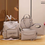 4PCS Vintage Convertible Backpack Set, Retro Fashion Tote Bag, Women's Casual Handbag & Shoulder Purse & Wristlet