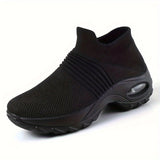 Women's Knitted Socks Shoes, Slip-on Breathable Running Shoes, Air Cushion Casual Walking Shoes For Women & Men