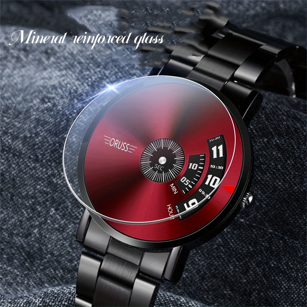 Stylish Luminous Men's Watch - High-Tech Trendy Wrist Watches for Men with Classic Red Western Style, Handsome High-End Design, and Versatile Fashion Sense