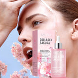 SADOER Cherry Blossom Collagen Serum - Elastic Moisturizing Essence for Smooth, Firm Skin, Hydrates & Brightens, Hypoallergenic, 100ml