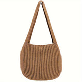 Trendy Literary Crochet Hobo Bag - Hollow Out Knitted, Crossbody, Stylish, Fashionable, and Spacious Handbag for Women