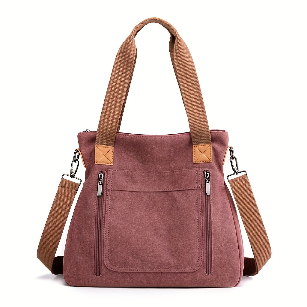 Vibrant Geometric Canvas Tote Bag - Lightweight, Foldable, Casual Messenger Bag for Women - Perfect for Daily Use, Polyester Lining, and Unisex Design