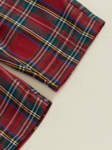Baby Boy Christmas Outfit, Long Sleeve Romper with Plaid Overall Pants and Vest Infant Outfit