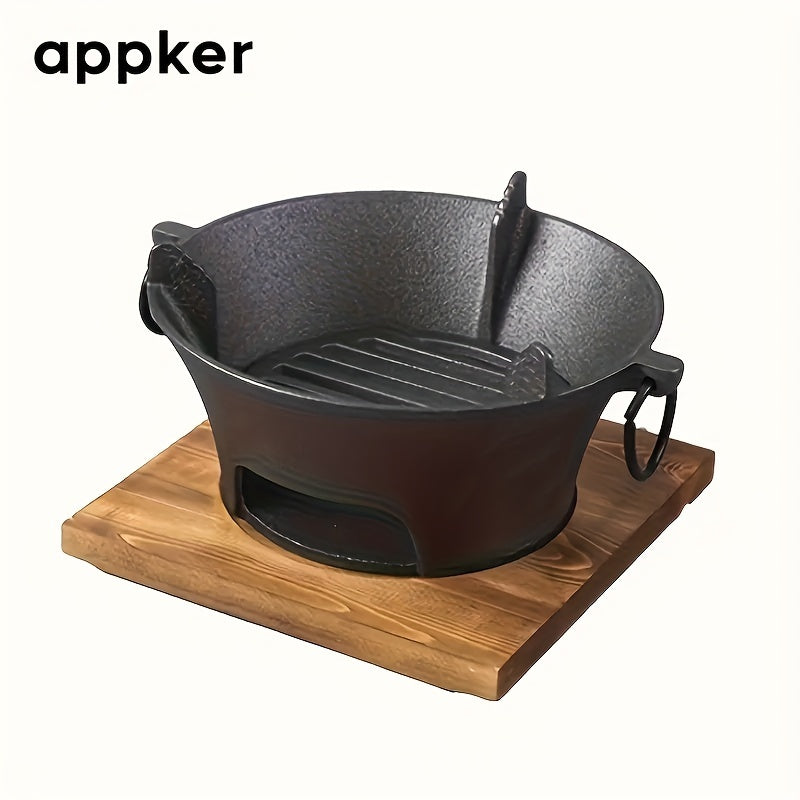 1Set, Cast Iron Charcoal Stove, Multi-functional Barbecue Stove, Round Heating Stove, Outdoor Camping BBQ Cooking Supplies