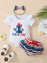 MinKidFashion Baby Girl Romper 4th of July Independence Day Infant Jumpsuit Shorts Outfit Pants Clothing Sets
