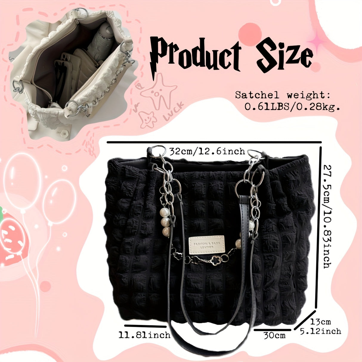 Pleated Bubble Shoulder Bag, Aesthetic Cloud Ruched Tote Bag, Fashion Soft Handbag For Women