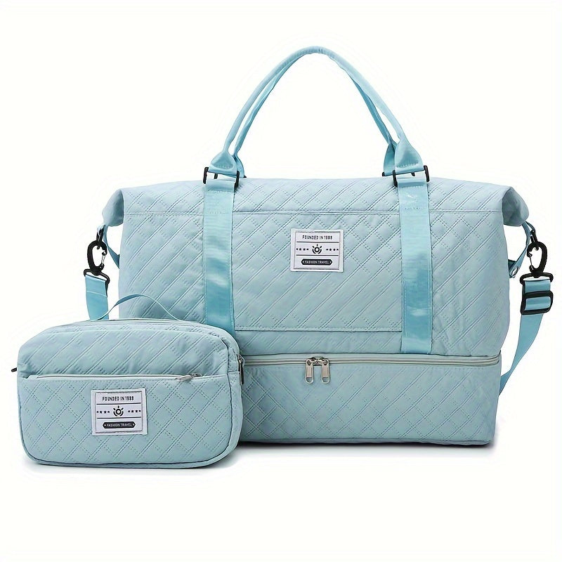 Large Capacity Travel Duffel Bag in Oxford Fabric, Portable Sports Gym Storage Bag, Weekend Overnight Bag for Women
