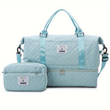 Large Capacity Travel Duffel Bag in Oxford Fabric, Portable Sports Gym Storage Bag, Weekend Overnight Bag for Women
