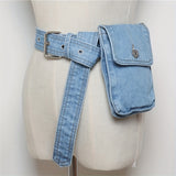 Vintage Washed Denim Belt Bag for Women - Versatile Fanny Pack with Phone & Coin Pockets, Perfect for Casual Outings, Parties & Dates