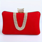 Luxurious Large Capacity U-Shaped Rhinestone Clutch Bag - Sparkling Evening Bag with Buckle Closure, Polyester Lining, and Solid Color Pattern - Perfect for Banquet and Formal Occasions