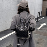 Fashion Sequin Women's Backpack - PU Leather, Large Capacity Casual Daypack with Adjustable Straps, Zip Closure, Polyester Lined, Solid Color, Guangzhou - Versatile Travel and School Bag