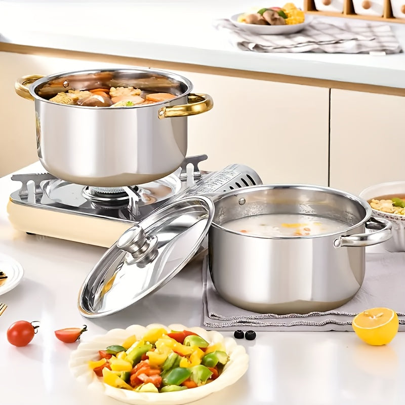 10 Pieces Stainless Steel Pot Set With Lid, Colorful Soup Pot Combination, 5-piece Pot Set And 5-piece Pot Lids , Cooking Pot, Soup Pot, Capped Pot Set, Boxed Pot Set, Cooking Pot Set, Kitchen Tools, Ideal Gift For Housewarmi