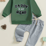 Toddler Boys Fall Outfits Letter Embroidery Long Sleeve Sweatshirts and Long Pants 2pcs Clothes Set