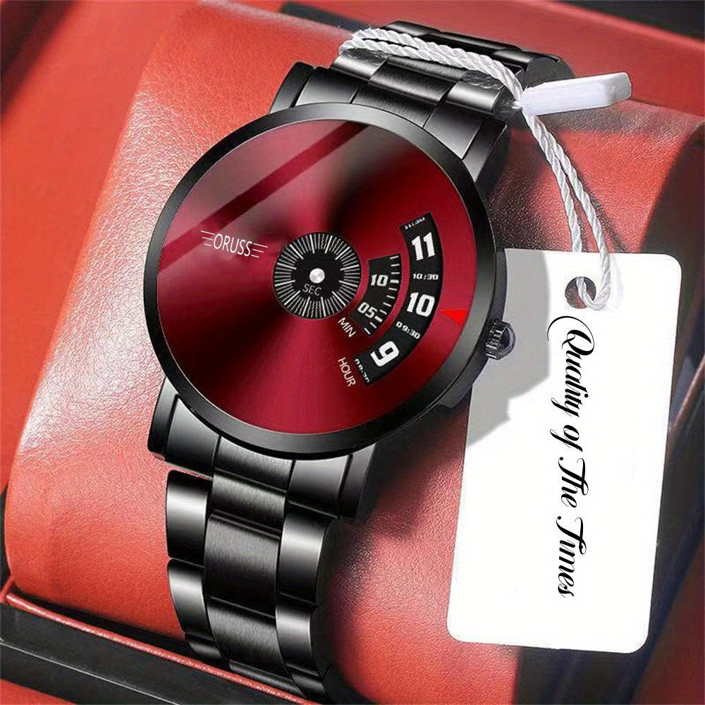 Stylish Luminous Men's Watch - High-Tech Trendy Wrist Watches for Men with Classic Red Western Style, Handsome High-End Design, and Versatile Fashion Sense