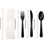 100 Packs Plastic Silverware Packets with Pepper, Salt & Napkin, White Plastic Cutlery Sets Individually Wrapped Cutlery, Disposable Heavy-Duty Utensils Sets, for Delivery, Cafeterias, Restaurants