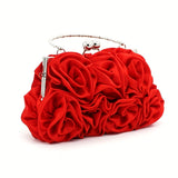 Elegant Floral Embellished Purse with Kiss Clasp