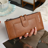 Double Zipper Long Wallet, Foldable PU Leather Coin Purse, Multi Card Slots Clutch Bag