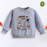 1pc Toddler Boys' Casual Long Sleeve "Armor of God" Print Pullover Sweatshirt, Polyester Knit Cartoon Pattern, Round Neck, Elastic Fabric, Loose Fit for Spring/Autumn
