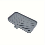 Silicone Kitchen Sink Organizer - Soap Dish Holder With Drain Tip, Countertop Scrubber Pad For Sponges & Brushes, Home Bathroom Essentials