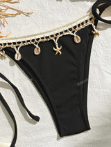 European And American New Lace Up Neck Hanging Triangle Cup Beach Sexy Swimsuit Soaking Hot Spring Bikini Two-piece Set Swimsuit for Women