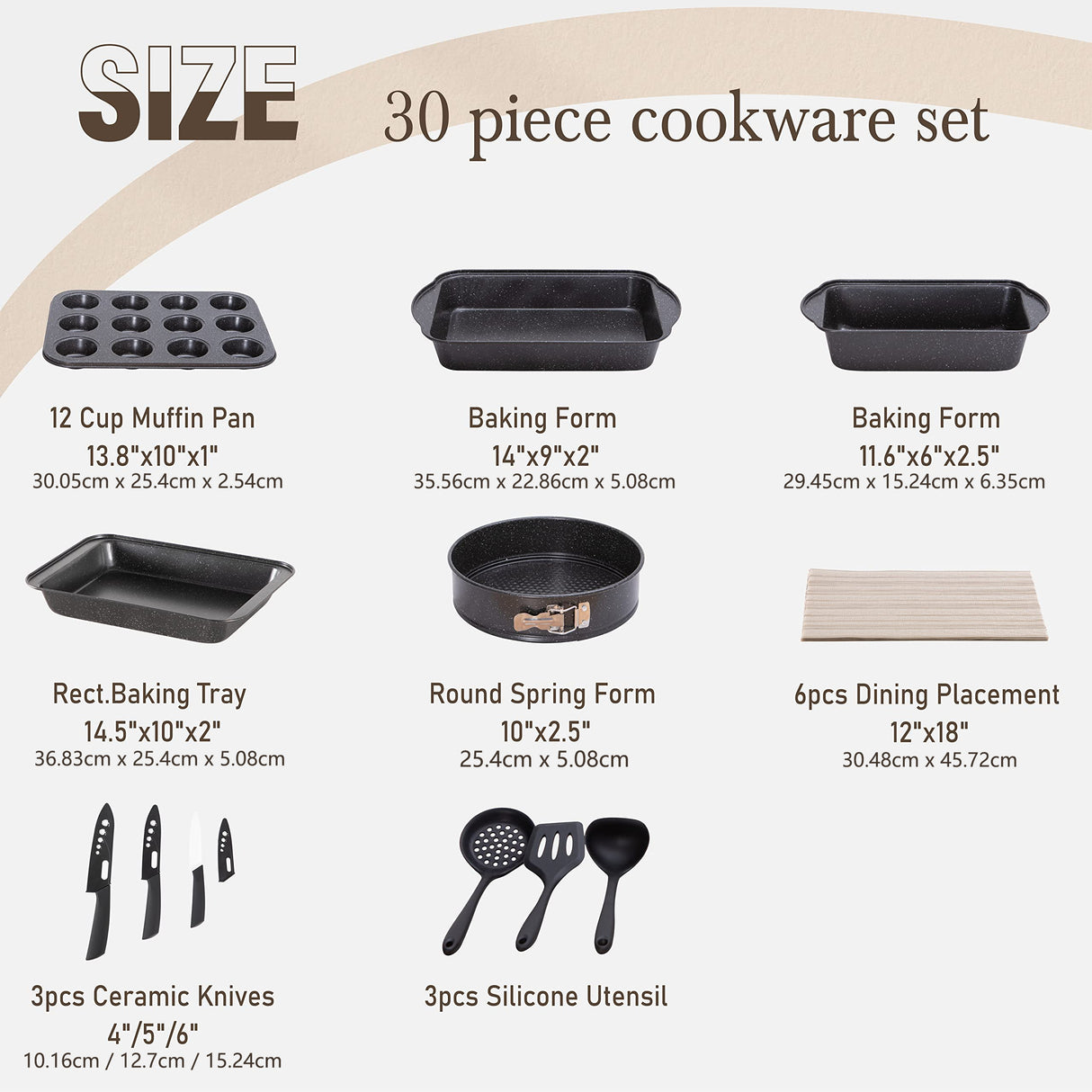 Mix Patio Pots And Pans Set Nonstick, 12/17/30 Pieces Induction Kitchen Cookware Set, Granite Coating Cooking Pans Set (Black, Green)