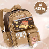 Lightweight 1pc Preppy Style Khaki Nylon Backpack for College, 16-inch Water-Resistant School Bag with Adjustable Straps, Zipper Closure, Polyester Lining, Contrast Binding, Easy to Clean, Printed Design