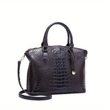 Fashion-Forward Crocodile Pattern Tote Bag - Double Handle Work Purse with Secure Zipper Closure - Perfect for Stylish, Professional Women - A Trendy Daily Accessory
