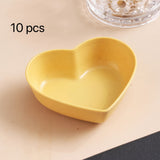 10pcs, Heart Shaped Sauce Dipping Bowls, Wheat Straw Dip Bowls, Small Plastic Appetizer Plates, Dinnerware, Home Kitchen Accessories