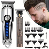 2pcs/Set Professional Hair Clipper Set, USB Rechargeable Electric Razor Fine Cutter Beard Trimmer Razor Cordless Hair Cutting Machine For Men