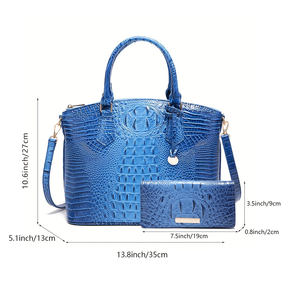 Chic Crocodile Embossed Womens Handbag - Top Handle Satchel with Roomy Interior & Convertible Crossbody Strap - Fashion Purse for Everyday Style
