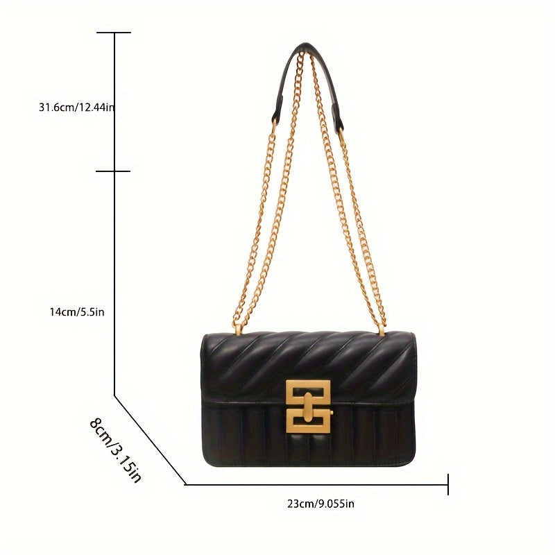 Luxury Quilted Crossbody Bag for Women - Stylish Chain Shoulder Bag with Solid Color Square Purse
