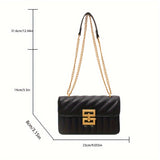 Luxury Quilted Crossbody Bag for Women - Stylish Chain Shoulder Bag with Solid Color Square Purse