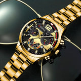 3pcs/set, Fashion Mens Business Stainless Steel Calendar Watches & Silvery Bracelet Cross Pendant Necklace