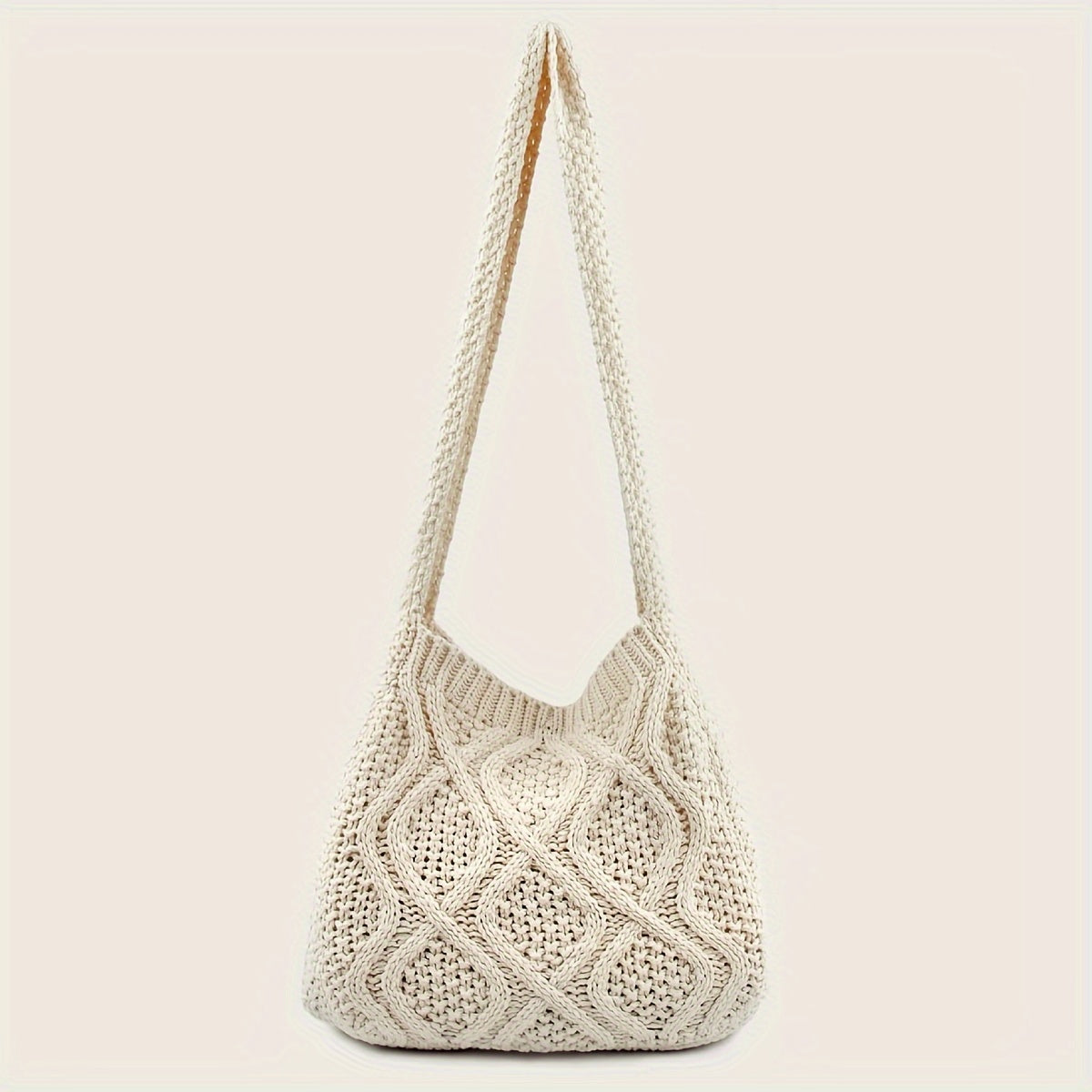 Trendy Literary Crochet Hobo Bag - Hollow Out Knitted, Crossbody, Stylish, Fashionable, and Spacious Handbag for Women