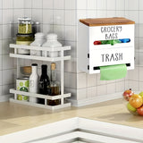 2-in-1 Wooden Wall-Mount Garbage Bag Dispenser & Organizer - Large Capacity, White/Black for Kitchen & Bathroom Essentials