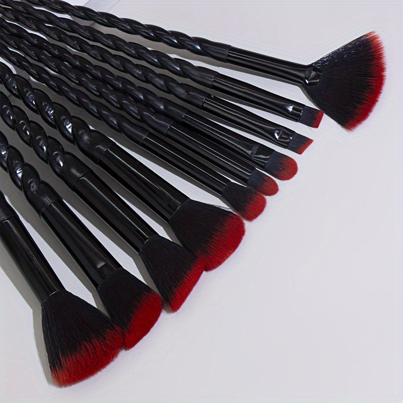 Professional Makeup Brush Set, 10pcs Full Face Eye Makeup Brush Set For Beginners, Complete Cosmetic Tools With 2pcs Makeup Puff Blender