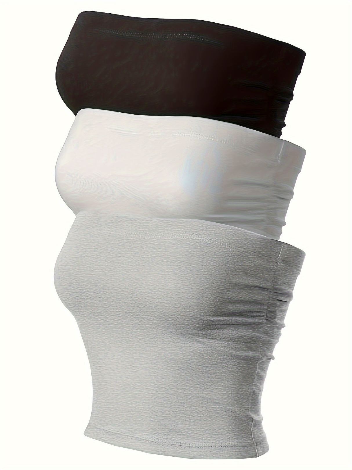 3-Pack Versatile Tube Tops - Comfort Stretch, Off-Shoulder Design - Chic Crop Top for Women, Ideal for Casual Outings