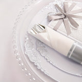 350PCS Silver Plastic Plates&Pre Rolled Napkins for 50 Guests, Plastic Dinerware Set 100 Silver Disposable Plates, 150 Silver Silverware, 50Cups and 50Napkins for Wedding&Party
