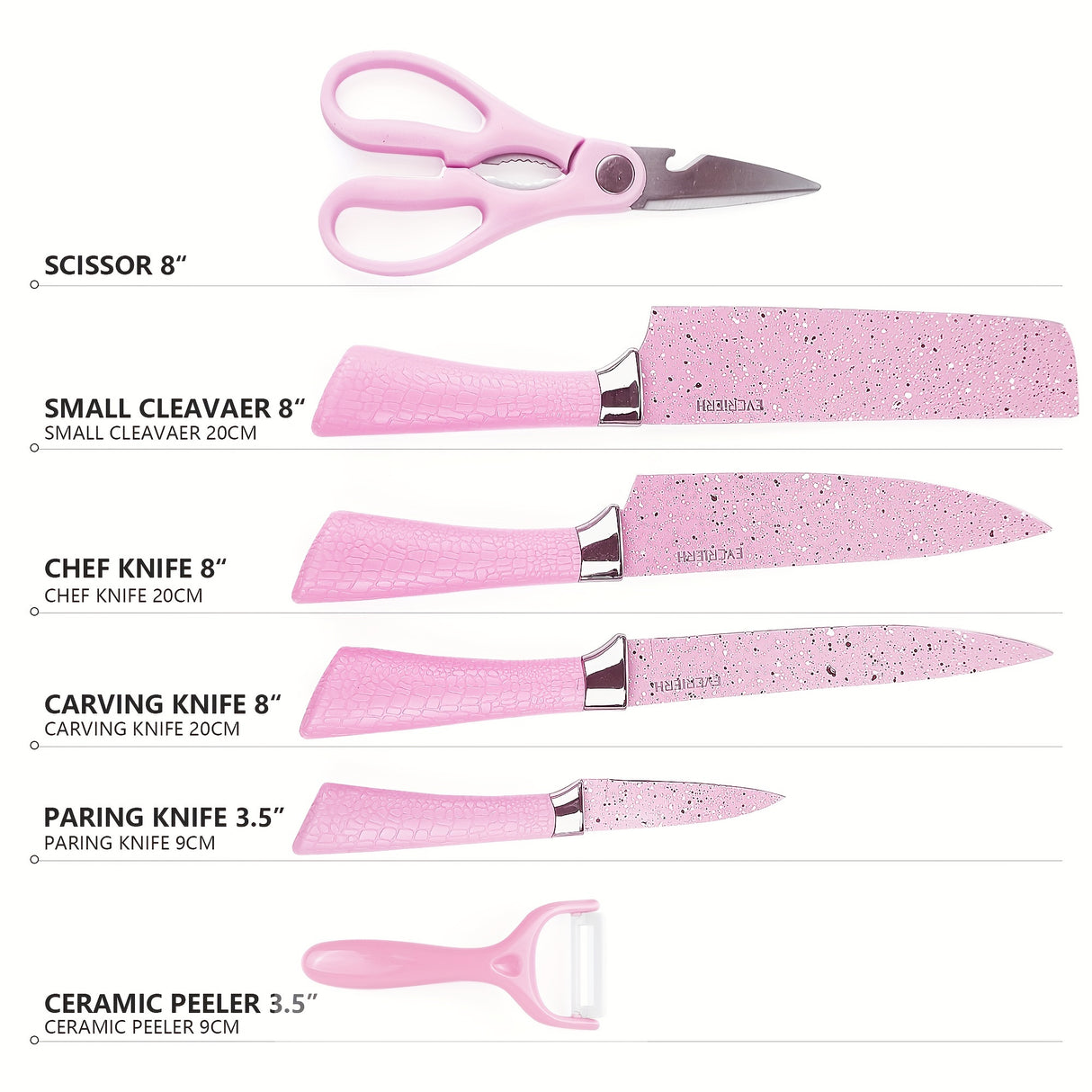 6-Piece Kitchen Knife Set - Ultra-Sharp Stainless Steel Blades with Non-Stick Coating, Dishwasher Safe - Includes 4 High-Quality Knives, Scissors, and Grater for Professional Chefs