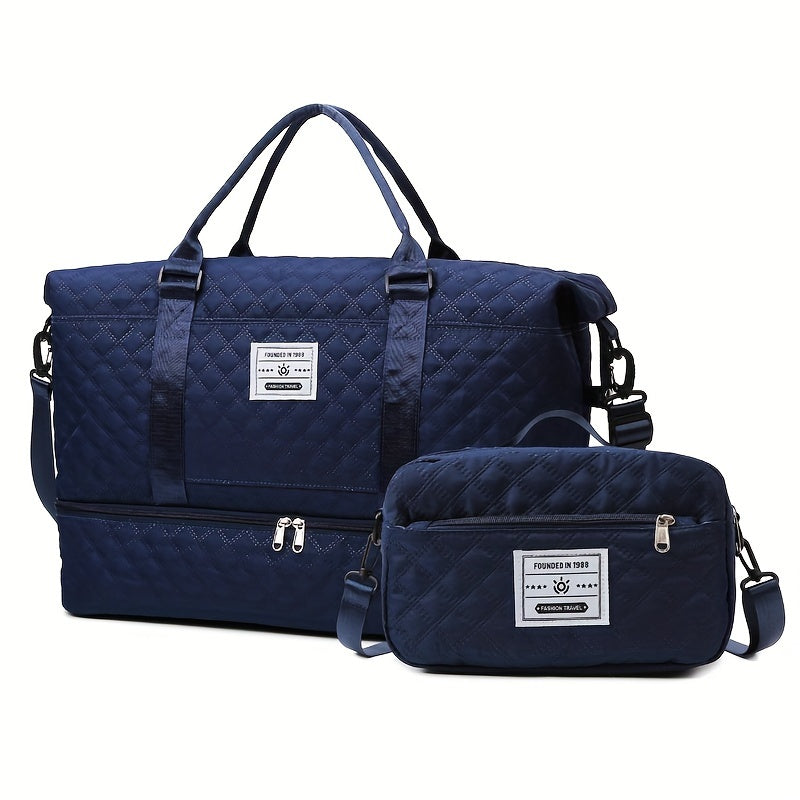 Large Capacity Travel Duffel Bag in Oxford Fabric, Portable Sports Gym Storage Bag, Weekend Overnight Bag for Women