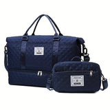 Large Capacity Travel Duffel Bag in Oxford Fabric, Portable Sports Gym Storage Bag, Weekend Overnight Bag for Women