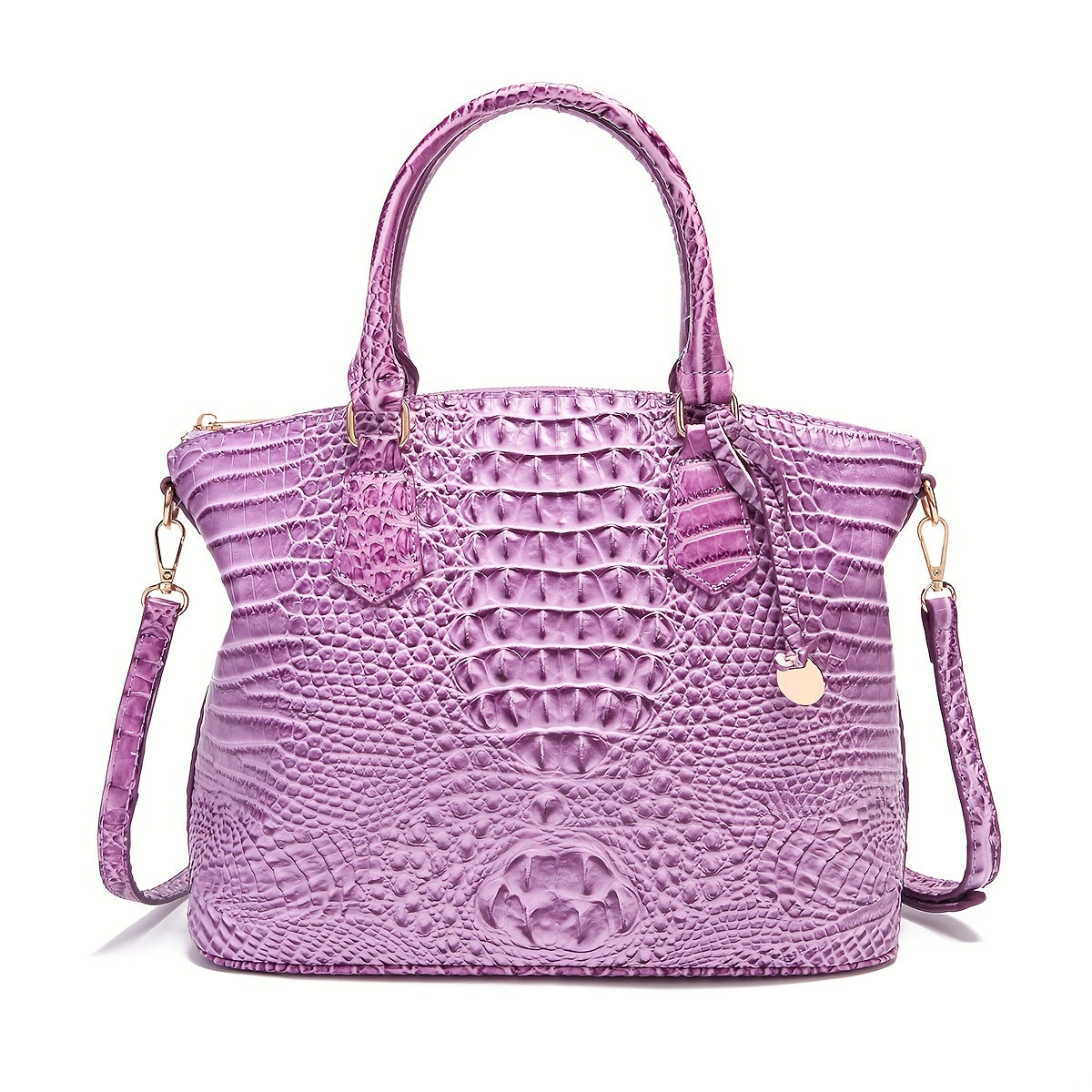 Chic Crocodile Embossed Womens Handbag - Top Handle Satchel with Roomy Interior & Convertible Crossbody Strap - Fashion Purse for Everyday Style