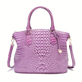 Chic Crocodile Embossed Womens Handbag - Top Handle Satchel with Roomy Interior & Convertible Crossbody Strap - Fashion Purse for Everyday Style