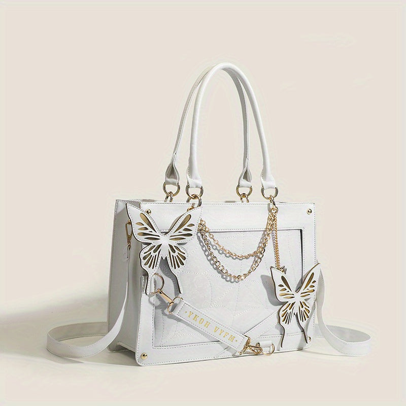 Gothic Butterfly Deco Tote Bag, Y2K Punk Crossbody Bag, Funky Shoulder Purse & Handbag For Girls