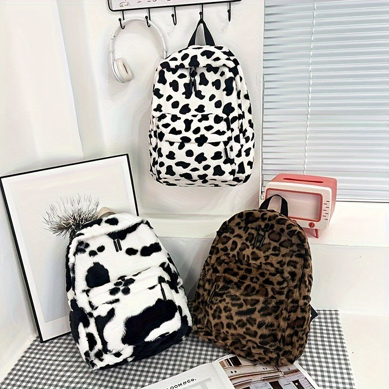 Cow Plush Backpack, Niche Schoolbag, College Student School Bag