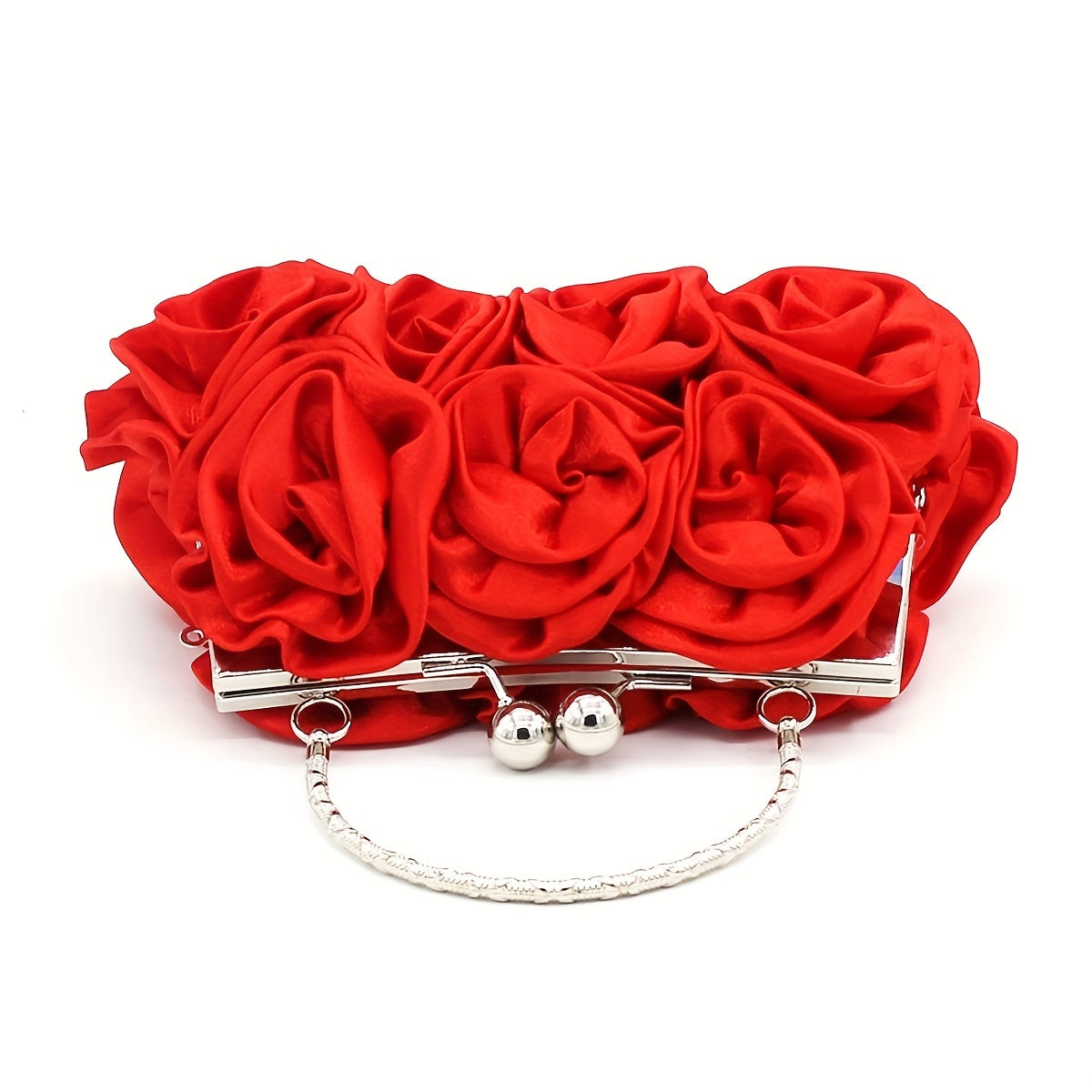 Elegant Floral Embellished Purse with Kiss Clasp